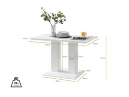 FurnitureboxUK Imperia 120cm 4-Seater Modern High Gloss Pillared Dining Table in White - thumbnail 6
