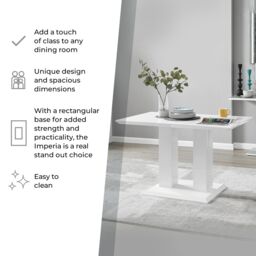 FurnitureboxUK Imperia 120cm 4-Seater Modern High Gloss Pillared Dining Table in White - thumbnail 7