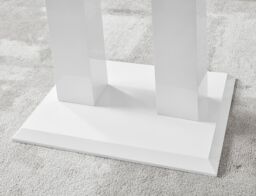 FurnitureboxUK Imperia 120cm 4-Seater Modern High Gloss Pillared Dining Table in White - thumbnail 3