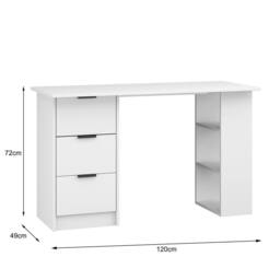 FORGEVIO Computer Writing Desk with 3 Drawers 3 Shelves Home Office White - thumbnail 2