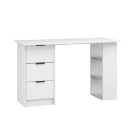 FORGEVIO Computer Writing Desk with 3 Drawers 3 Shelves Home Office White - thumbnail 1