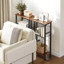 FLAVORA 40×22×79cm Brown Narrow Console Entryway Table - Size: 0.6m2 - thumbnail 6