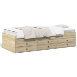 Berkfield Home Daybed with Drawers without Mattress Sonoma Oak 100x200 cm in Light Tan - thumbnail 1