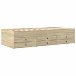 Berkfield Home Daybed with Drawers without Mattress Sonoma Oak 100x200 cm in Light Tan - thumbnail 3