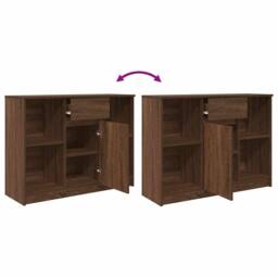 Berkfield Home Sideboard with Drawer Brown Oak 101x35x76 cm Engineered Wood - Size: 101 x 35 x 76 cm - thumbnail 9