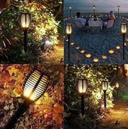 Marco Paul Pack of 2 Solar Lights Flickering Flame Lights 50cm in Black - thumbnail 4