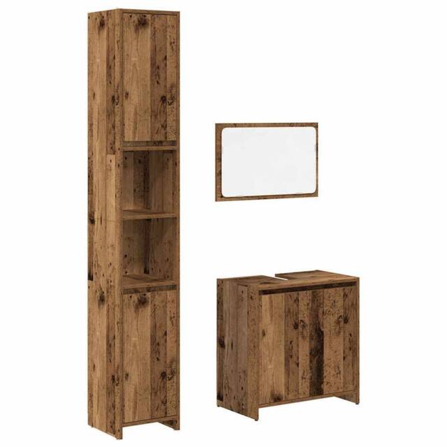 Berkfield Home 3 Piece Bathroom Furniture Set Old Wood Engineered Wood - image 1