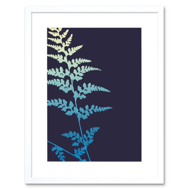 "Artery8 Wall Art Print Bright Fern Art Framed 9x7 inch in White - Size: W7"" x H9""" - image 1