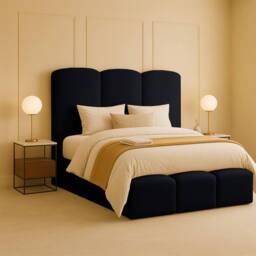 Desire Deco Rivas Modern Upholstered Bed Frame - Double, King, Super King in Black - Size: Single - thumbnail 1