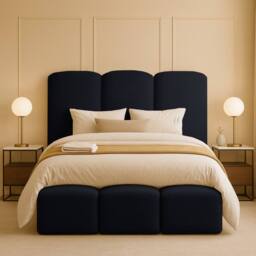 Desire Deco Rivas Modern Upholstered Bed Frame - Double, King, Super King in Black - Size: Single - thumbnail 2