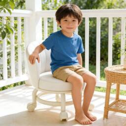 Havendro White Low Stool With Wheels for Shoe Changing, Living Room - thumbnail 4
