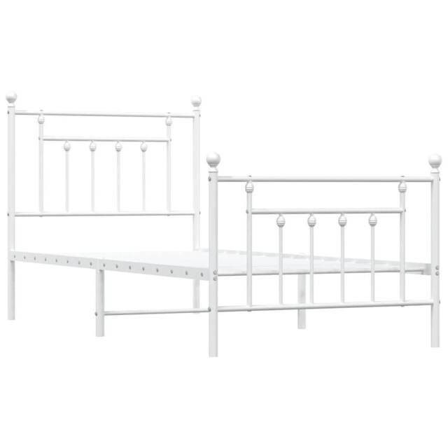 Berkfield Home Metal Bed Frame with Headboard & Footboard White 90x190 cm Single - image 1