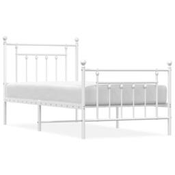 Berkfield Home Metal Bed Frame with Headboard & Footboard White 90x190 cm Single - thumbnail 3