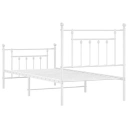 Berkfield Home Metal Bed Frame with Headboard & Footboard White 90x190 cm Single - thumbnail 8