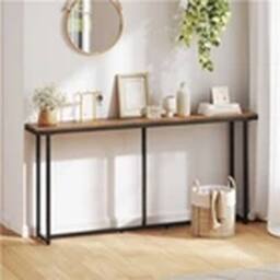 EONLION 180cm Narrow Long Console Table Rustic Brown - thumbnail 4