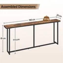 EONLION 180cm Narrow Long Console Table Rustic Brown - thumbnail 2