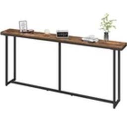 EONLION 180cm Narrow Long Console Table Rustic Brown - thumbnail 1