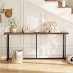 EONLION 180cm Narrow Long Console Table Rustic Brown - thumbnail 3