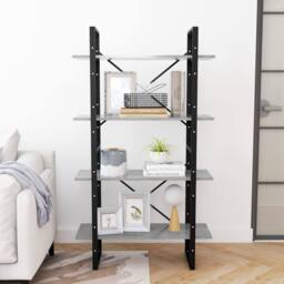 Berkfield Home 4-Tier Book Cabinet Concrete Grey 80x30x140 cm Engineered Wood - Size: 80 x 30 x 140 cm - thumbnail 3