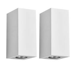 First Choice Lighting Set of 2 Kube - White Plaster GU10 Wall Lights - thumbnail 1