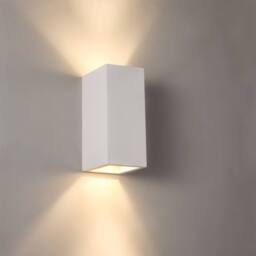 First Choice Lighting Set of 2 Kube - White Plaster GU10 Wall Lights - thumbnail 3