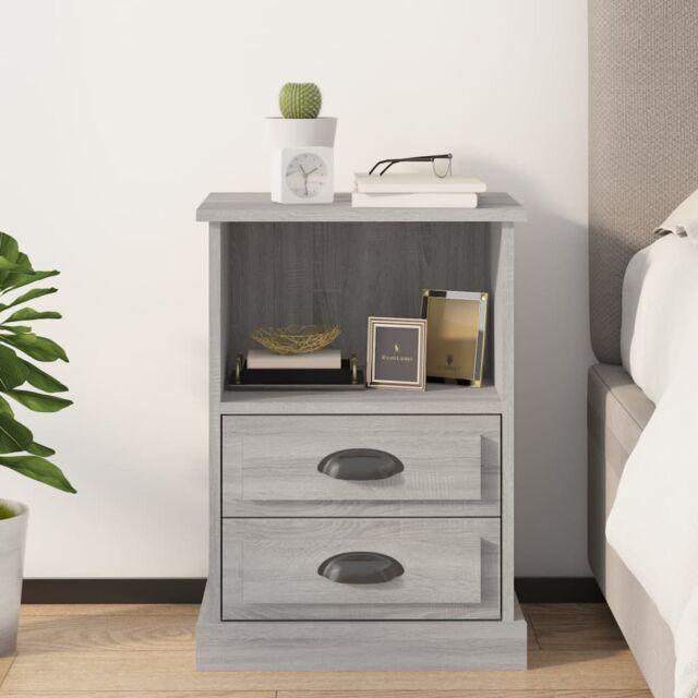 Berkfield Home Bedside Cabinet Grey Sonoma 43x36x60 cm - Size: 43 x 36 x 60 cm - image 1