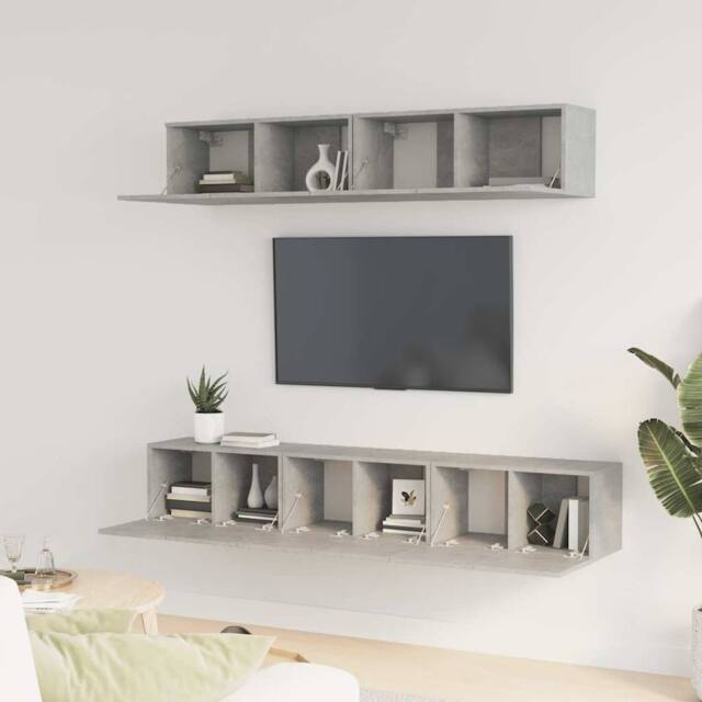 Berkfield Home Classic 5 Piece TV Cabinet Set Concrete Grey Engineered Wood - image 1