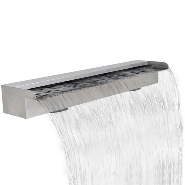Berkfield Home Rectangular Waterfall Pool Fountain Stainless Steel 90 cm in Silver - image 1