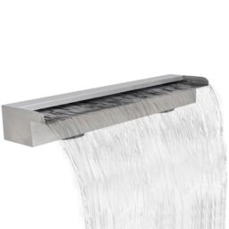 Berkfield Home Rectangular Waterfall Pool Fountain Stainless Steel 90 cm in Silver - thumbnail 1