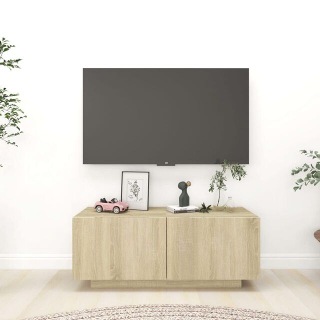 Berkfield Home TV Cabinet Sonoma Oak 100x35x40 cm Engineered Wood in Brown - Size: 100 x 35 x 40 cm - image 1