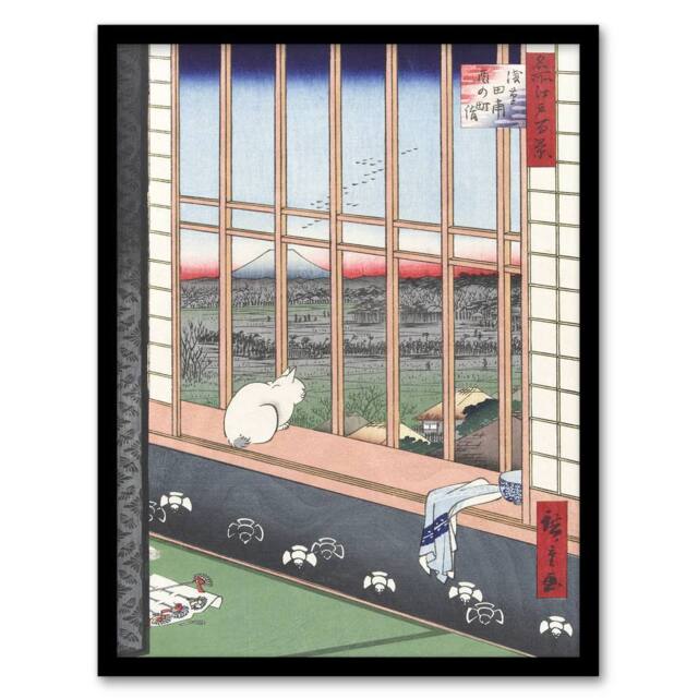Artery8 Hiroshige Framed Wall Art Revelers Return From Torinomachi Festival - Size: A4 - image 1