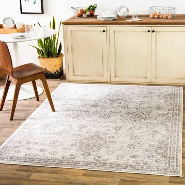 Livabliss Monte Carlo-Vintage Grey Charcoal White Traditional Boho Living Dining Bedroom Rug in Light Grey - Size: 200 cm x 275 cm - image 1