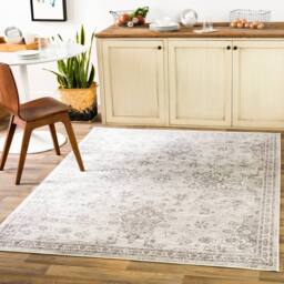 Livabliss Monte Carlo-Vintage Grey Charcoal White Traditional Boho Living Dining Bedroom Rug in Light Grey - Size: 200 cm x 275 cm - thumbnail 1