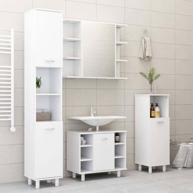 Berkfield Home 4 Piece Bathroom Furniture Set White Engineered Wood - image 1