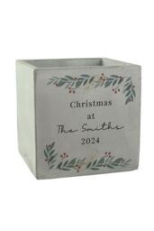 Personalised Memento Company Personalised Christmas Foliage Concrete Planter in Grey