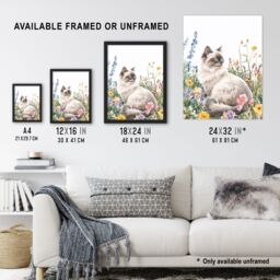 Artery8 Ragdoll Cat Lover Pet Wildflower Floral Portrait Framed Art Print - Size: A4 - thumbnail 3