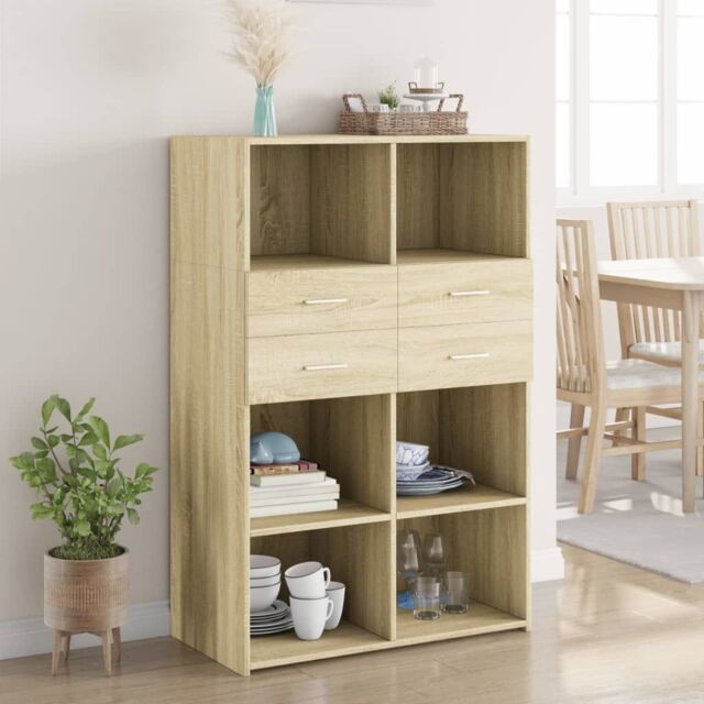 Berkfield Home Highboard Sonoma Oak 80x42.5x124 cm Engineered Wood in Brown - image 1