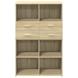 Berkfield Home Highboard Sonoma Oak 80x42.5x124 cm Engineered Wood in Brown - thumbnail 4
