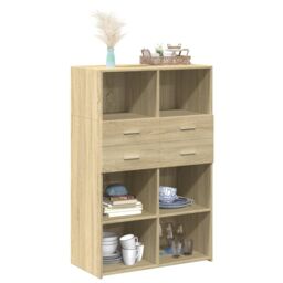 Berkfield Home Highboard Sonoma Oak 80x42.5x124 cm Engineered Wood in Brown - thumbnail 3