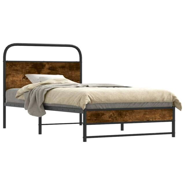 Berkfield Home Bed Frame Without Mattress 100x200 cm Smoked Oak Engineered Wood in Brown - image 1