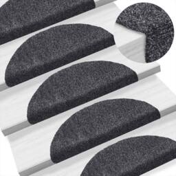 Berkfield Home Self-adhesive Stair Mats 10 pcs Dark Grey 56x17x3 cm Needle Punch - Size: Medium - thumbnail 6