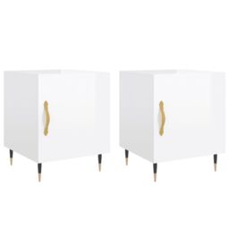 Berkfield Home Bedside Cabinets 2 pcs High Gloss White 40x40x50 cm Engineered Wood - Size: 40 x 40 x 50 cm - thumbnail 2