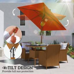 OUTSUNNY Wooden Patio Umbrella Market Parasol Outdoor Sunshade Orange - thumbnail 4