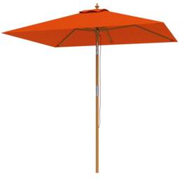 OUTSUNNY Wooden Patio Umbrella Market Parasol Outdoor Sunshade Orange - thumbnail 2