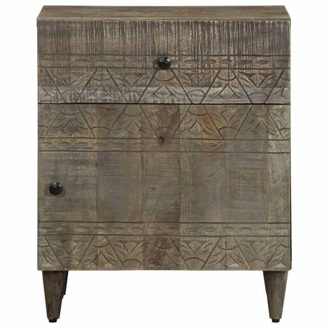 Berkfield Home Bedside Cabinet Light Grey 50x33x60 cm Solid Wood Mango - Size: 50 x 33 x 60 cm - image 1