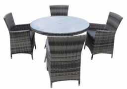 FURNITURE ONE Men's 5 Pieces Patio Outdoor Round Table Dining Sets ALUMINUM FRAME in Grey - thumbnail 2