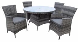 FURNITURE ONE Men's 5 Pieces Patio Outdoor Round Table Dining Sets ALUMINUM FRAME in Grey - thumbnail 3