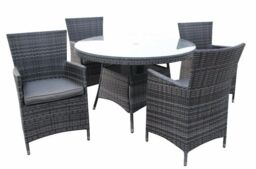 FURNITURE ONE Men's 5 Pieces Patio Outdoor Round Table Dining Sets ALUMINUM FRAME in Grey - thumbnail 1