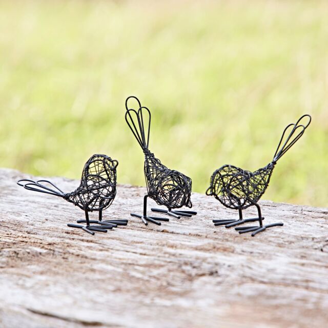 Paper High Set of Three Mini Wire Bird Ornaments in Black - image 1