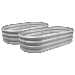 Harbour Housewares Raised Garden Beds - 2x Rounded Bottomless Galvanised Steel Planter 120 x 60cm in Silver - Size: 120 x 60 cm - thumbnail 1